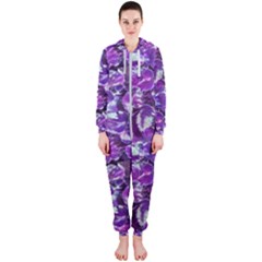 Botanical Violet Print Pattern 2 Hooded Jumpsuit (ladies)  by dflcprintsclothing