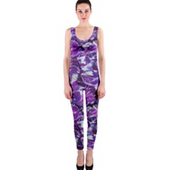 Botanical Violet Print Pattern 2 One Piece Catsuit by dflcprintsclothing