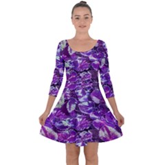 Botanical Violet Print Pattern 2 Quarter Sleeve Skater Dress by dflcprintsclothing