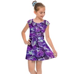 Botanical Violet Print Pattern 2 Kids  Cap Sleeve Dress by dflcprintsclothing