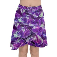 Botanical Violet Print Pattern 2 Chiffon Wrap Front Skirt