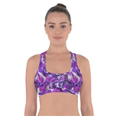 Botanical Violet Print Pattern 2 Cross Back Sports Bra