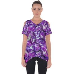 Botanical Violet Print Pattern 2 Cut Out Side Drop Tee by dflcprintsclothing