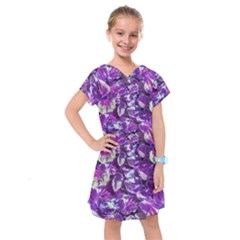 Botanical Violet Print Pattern 2 Kids  Drop Waist Dress by dflcprintsclothing