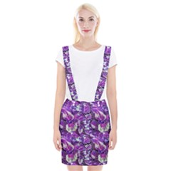 Botanical Violet Print Pattern 2 Braces Suspender Skirt by dflcprintsclothing