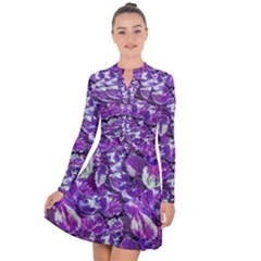 Botanical Violet Print Pattern 2 Long Sleeve Panel Dress by dflcprintsclothing