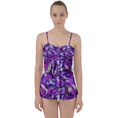 Botanical Violet Print Pattern 2 Babydoll Tankini Set by dflcprintsclothing