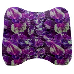 Botanical Violet Print Pattern 2 Velour Head Support Cushion by dflcprintsclothing