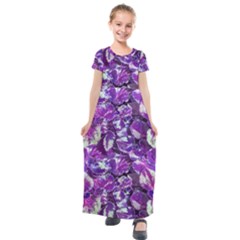 Botanical Violet Print Pattern 2 Kids  Short Sleeve Maxi Dress by dflcprintsclothing