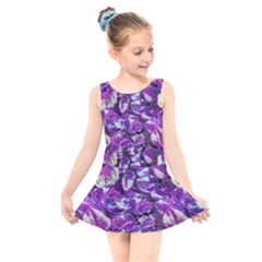 Botanical Violet Print Pattern 2 Kids  Skater Dress Swimsuit by dflcprintsclothing