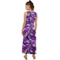 Botanical Violet Print Pattern 2 V-Neck Chiffon Maxi Dress View2