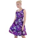 Botanical Violet Print Pattern 2 Knee Length Skater Dress View1