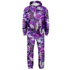 Botanical Violet Print Pattern 2 Hooded Jumpsuit (men)  by dflcprintsclothing