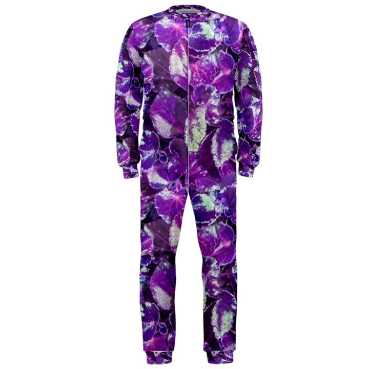 Botanical Violet Print Pattern 2 OnePiece Jumpsuit (Men) 