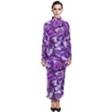 Botanical Violet Print Pattern 2 Turtleneck Maxi Dress View1