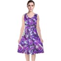 Botanical Violet Print Pattern 2 V-Neck Midi Sleeveless Dress  View1