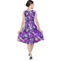 Botanical Violet Print Pattern 2 V-Neck Midi Sleeveless Dress  View2