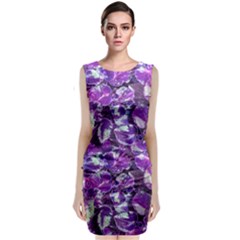 Botanical Violet Print Pattern 2 Classic Sleeveless Midi Dress by dflcprintsclothing