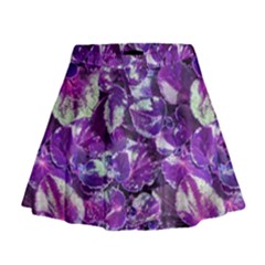 Botanical Violet Print Pattern 2 Mini Flare Skirt by dflcprintsclothing