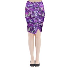 Botanical Violet Print Pattern 2 Midi Wrap Pencil Skirt