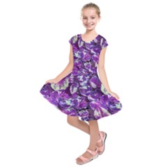 Botanical Violet Print Pattern 2 Kids  Short Sleeve Dress by dflcprintsclothing