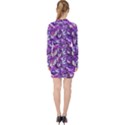 Botanical Violet Print Pattern 2 V-neck Bodycon Long Sleeve Dress View2