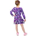 Botanical Violet Print Pattern 2 Kids  Long Sleeve Velvet Dress View2