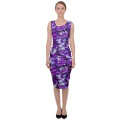 Botanical Violet Print Pattern 2 Sleeveless Pencil Dress by dflcprintsclothing