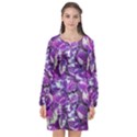 Botanical Violet Print Pattern 2 Long Sleeve Chiffon Shift Dress  View1