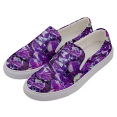 Botanical Violet Print Pattern 2 Men s Canvas Slip Ons by dflcprintsclothing