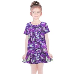 Botanical Violet Print Pattern 2 Kids  Simple Cotton Dress by dflcprintsclothing