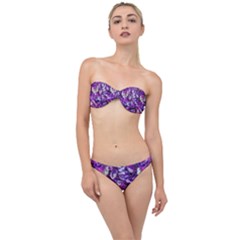 Botanical Violet Print Pattern 2 Classic Bandeau Bikini Set