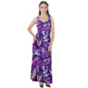 Botanical Violet Print Pattern 2 Sleeveless Velour Maxi Dress View1