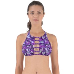 Botanical Violet Print Pattern 2 Perfectly Cut Out Bikini Top