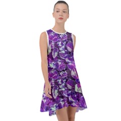 Botanical Violet Print Pattern 2 Frill Swing Dress