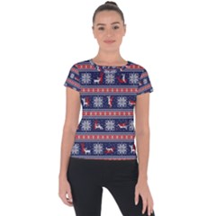 Christmas Deer Sex Short Sleeve Sports Top  by dimaV