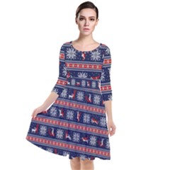 Christmas Deer Sex Quarter Sleeve Waist Band Dress