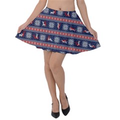 Christmas Deer Sex Velvet Skater Skirt