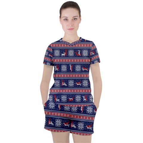 Christmas Deer Sex Women s Tee And Shorts Set by dimaV