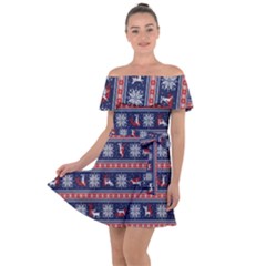 Christmas Deer Sex Off Shoulder Velour Dress