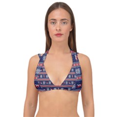 Christmas Deer Sex Double Strap Halter Bikini Top