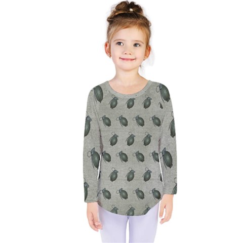 Army Green Hand Grenades Kids  Long Sleeve Tee by McCallaCoultureArmyShop