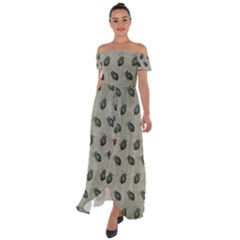 Army Green Hand Grenades Off Shoulder Open Front Chiffon Dress by McCallaCoultureArmyShop