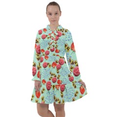 Pretty Peonies & Roses In Summer Garden All Frills Chiffon Dress by printondress