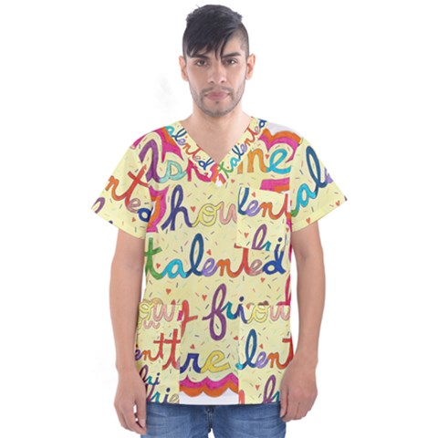 Ask Me How Talented My Friends Are! Men s V-neck Scrub Top by okhismakingart