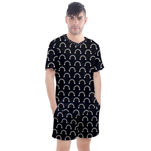 Pattern Arc En Ciel/nuages Men s Mesh Tee And Shorts Set by kcreatif