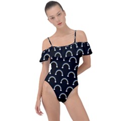 Pattern Arc En Ciel/nuages Frill Detail One Piece Swimsuit