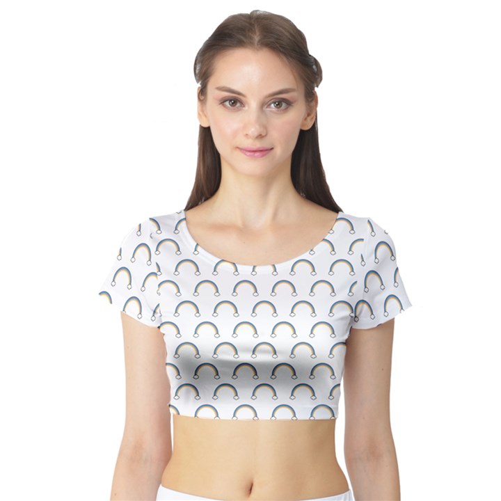 Pattern Arc en ciel/NuagesPng Short Sleeve Crop Top