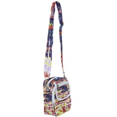 Multicolored Abstract Grunge Texture Print Shoulder Strap Belt Bag by dflcprintsclothing