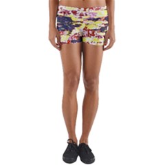 Multicolored Abstract Grunge Texture Print Yoga Shorts by dflcprintsclothing